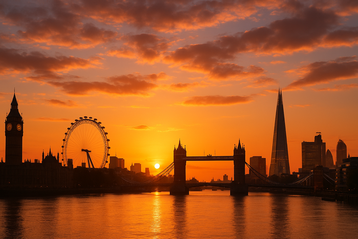 london skyline at sunset